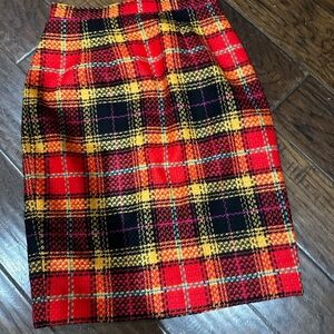 Vibrant Plaid Pencil Skirt in Red and Yellow